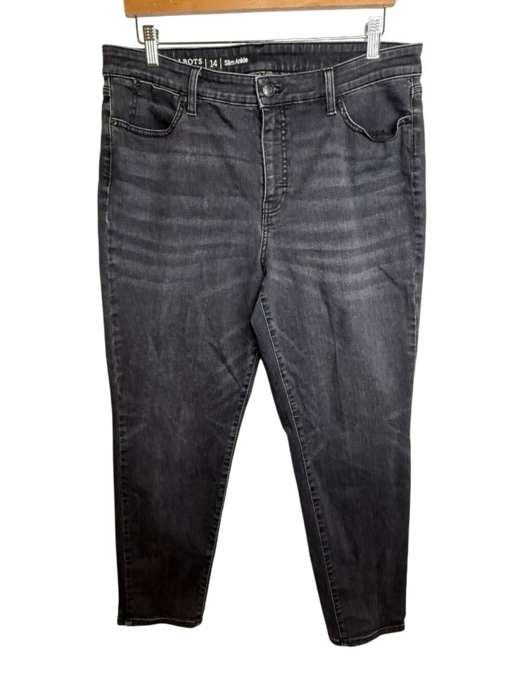 Talbots Flawless Size 14 Slim Ankle Jeans Washed Black Gray